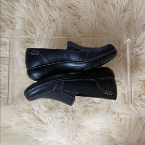 Black leather Sofft euro soft slip ons sz 7